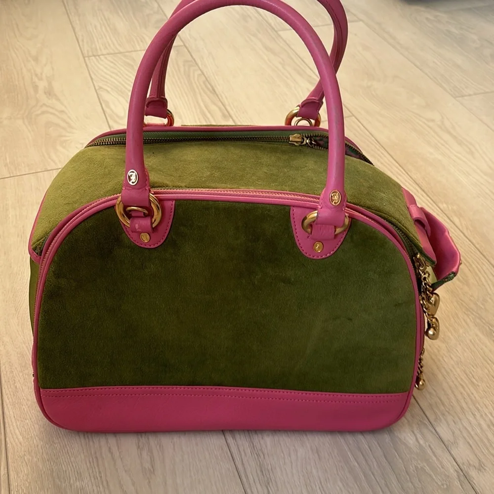 Juicy Couture Green and Pink Dog Carrier